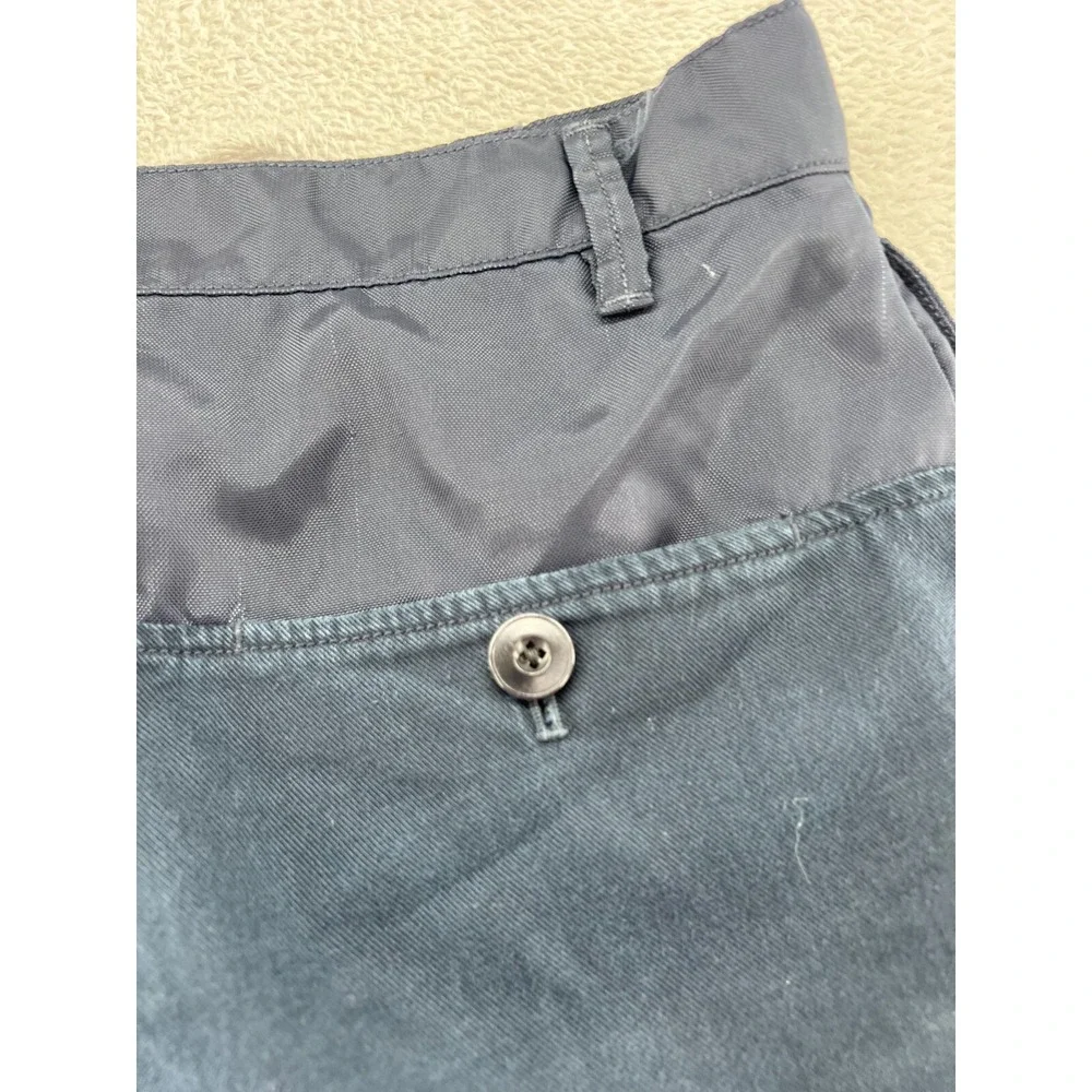 Helmut Lang Pants Sz 30 Mens Navy Blue Mixed Media Nylon Yoke Pleated Tapered